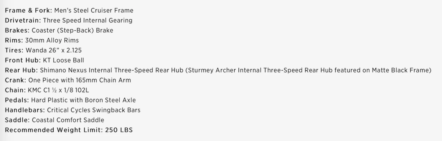 Retrospec Chatham Beach Cruiser 3-Speed 26" - Matte Graphite/Orange 2022 7 Retrospec Chatham Beach Cruiser 3-Speed 26" - Matte Graphite/Orange 2022 - Image 5